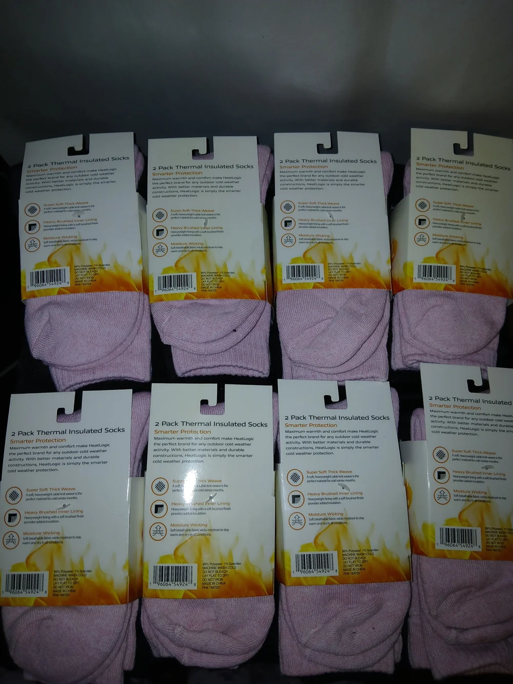Women's 2-Pack Thermal Socks - Black with Pink Accents (8) Packs  For $40